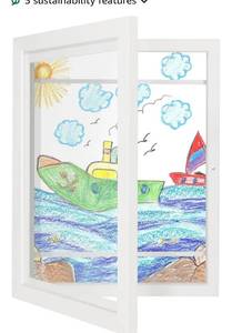 lot 1240 image: Kids Art Frames 9x12 - Front Opening Childrens Picture Frame Changeable, Wood Artwork Display Storage for Wall Mount, Magnetic Door Holds 50 Art Pieces for Drawings, 3D Picture, Crafts, Portfolio, White