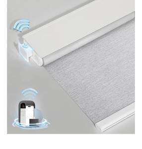 lot 1248 image: Smart Motorized Blinds with Remote, Cordless No-Drill Automatic Roller Shades, Blackout Electric Blind for Windows, Grey, 34.5 x 72