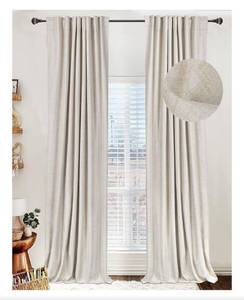 lot 1253 image: 100% Blackout Shield Blackout Curtains for Bedroom 84 Inches Long, Back TabRod Pocket Living Room Drapes, Thermal Insulated Blackout Curtains 2 Panels Set, 50 W x 84 L, Cream