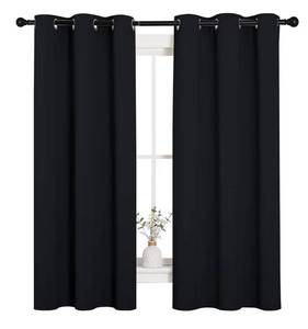 lot 1254 image: NICETOWN Halloween Pitch Black Solid Thermal Insulated Grommet Blackout CurtainsDrapes for Bedroom Window (2 Panels, 42 inches Wide by 63 inches Long, Black)