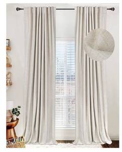 lot 1262 image: 100% Blackout Shield Blackout Curtains for Bedroom 84 Inches Long, Back TabRod Pocket Living Room Drapes, Thermal Insulated Blackout Curtains 2 Panels Set, 50 W x 84 L, Cream