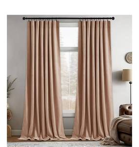 lot 1263 image: StangH Blush Beige Velvet Curtains for Nursery Girls Bedroom, Elegant Rod Pocket Light Dimming Privacy Window Drapes for Sliding Patio Door Living Room, W52 x L90, 2 Panels