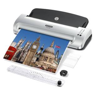 lot 1278 image: SINOPUREN 13-Inch Thermal & Cold Laminator Machine, Quick Warm-Up, 3 Temp Settings, Jam-Free ABS, Built-in Paper Trimmer & Corner Rounder, 10 Laminating Pouches, for Home Office School