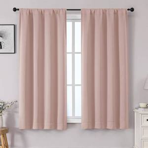 lot 1290 image: OWENIE Sally Blush Pink Blackout Curtains for Bedroom 63 Inch Length 2 Panels Set, Solid Thermal Insulated Room Darkening Rod Pocket Window Treatment Drapes, W40 x L63 Inch, Blush