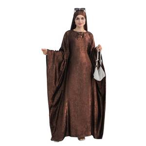 lot 1291 image: Prlemend Women Prayer Abaya Dubai Bat Sleeve Dress Islamic Printed Long Robe with Belt (adult)