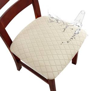 lot 1295 image: Genina Waterproof Seat Covers for Dining Room Chairs, Stretch Chair Covers Removable Washable Dinning Room Kitchen Chair Seat Cushion Slipcovers (Argyle-Beige, 6 PCS)