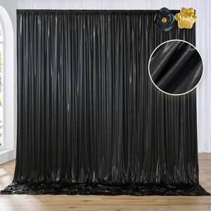 lot 1298 image: 10x10 ft Black Sequin Backdrop Curtain Panels for Parties, Wrinkle Free Glitter Photo Backdrop Drapes 2 Panels 5x10FT Back Drop Cloth Shiny Fabric for Wedding Birthday Christmas Photography Background