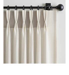 lot 1300 image: 90 Inches Long Pinch Pleated Semi Sheer Curtains,Ivory Beige Linen Blended Light Filtering Window Curtains 90 Length 2 Panels for Living Room Bedroom Pinch Pleat Drapes with Hooks 2 Panels