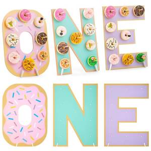 lot 1305 image: Lallisa 3 Pack Sweet One Donut Stands, Wooden Doughnut Display Stand, Donut Holders for Dessert Table Sweet One Theme Decorations 1st Birthday Party