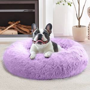 lot 1317 image: JOLLYVOGUE Calming Small Dog & Cat Bed for Indoor Cats - 20 inches Washable Donut Bed for Kittens & Puppies, Anti-Anxiety Round Fluffy Plush Pet Beds (Fits up to 15 lbs, Purple)