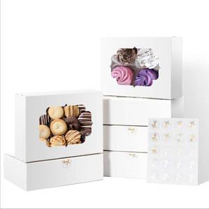 lot 1319 image: Shallive 50 Pcs Bakery Boxes 8-In with Windows, Cookie Boxes White for Chocolate Covered Strawberries, Treats, Donuts, Cupcakes, and Candy Gift Giving 8x6x2.5 Inch