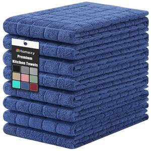 lot 1329 image: Homaxy Premium Cotton Kitchen Towels 16x 28, Large Natural Ring Spun 390 GSM Dish Towels, Super Absorbent Terry Kitchen Hand Towels, Soft Tea Towels with Hanging Loop, Pure Navy Blue Design, 6 Pack