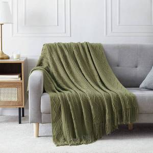 lot 1332 image: BOURINA Dark Olive Throw Blanket 50x60 Inches Throw Textured Solid Soft Sofa Couch Decorative Knit Blanket