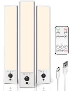 lot 1341 image: EZVALO 3-Pack Under Cabinet Lighting, 2400mAh Motion Sensor Light, LED Closet Lights Wireless, 3000K Dimmable, Timer, Magnetic, with Remote Control for Kitchen, Closet, Stairs