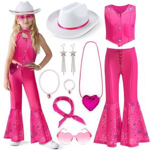lot 1343 image: Cubacubo Cowgirl Costume Girls Kids Disco Western Rodeo Dress Up Outfits for Halloween Birthday Cosplay Party