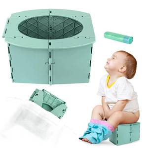 lot 1347 image: Travel Potty for Kids, Reusable Portable Folding Potty for Toddler, Foldable Toilet for Outdoor Camping, Toddler Potty Seat (Green)