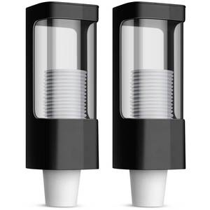 lot 1351 image: CHENGU 2 Pcs Cup Dispensers, Wall Mounted Pull Type Water Cup Holders for Water Cooler Fits 3-5 oz Small Adhesive Dispenser with Paste Plate for Home, Bathroom, Office, Hospital(Black)
