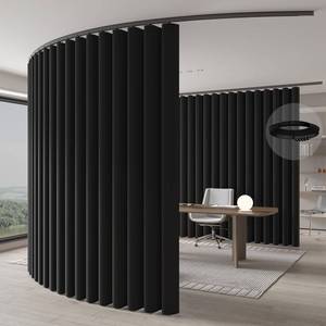 lot 1366 image: JILRON Room Divider Curtain Ceiling Curtain Track Set for Blackout and Privacy (Black Curtain  Black Track) 106 W x 84 L -1 Piece