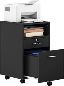 lot 131308 image: Retails for $457 Office File Organizer, Mobile File Cabinet Lockable Storage Unit Cupboard For A4 Letter Home Filing Furniture For Office, Bedroom And Living Room, 39x40x65cm(Black)