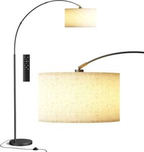 lot 131313 image: Retails for $120 A Modern Floor lamp with Remote Control, Featuring a Large Drum-Shaped Shade, Ideal for use as a freestanding Corner lamp in Living Rooms, bedrooms, and Dining Areas (Classic)
