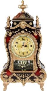 lot 131320 image: Vintage Clock, Exquisite Vintage Desk Clock Antique Home Hotel Decorative Table Clock with 12 Songs (Brownish Red)