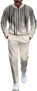 lot 131322 image: Mens casual sports long sleeved jogging suit two-piece jacket and pants set