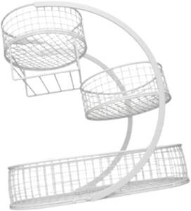 lot 131330 image: Fruit Basket Vegetable Bread Snack Basket Modern Metal Wire Fruit Bowl Display Stand for Dining Table Counter Home Decor, White