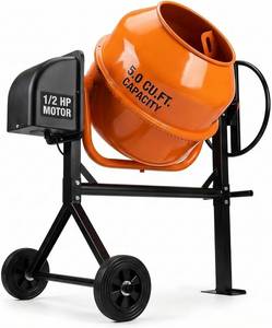 lot 231454 image: Retails for $272 TABU 5.0 Cu.Ft. Electric Cement Mixer, Portable Concrete Mixer, Mortar Mixing for SeedsStucco, Freestanding Cement Mixing Tools with Wheels for Stucco, Orange