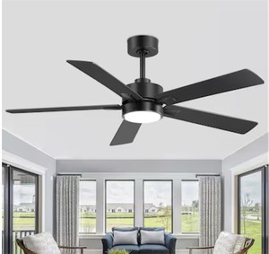 lot 231461 image: Modern Minimalist 52-in Silver Plywood Blades LED Ceiling Fan