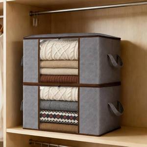 lot 231468 image: 2 Pack Large Storage Bags with Handle, Foldable Closet Containers, Large Clothes Storage Bins, for comforter Clothing Blanket Organization, Gray