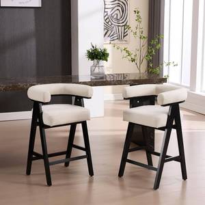lot 331177 image: Retails for $200 HEAH-YO Counter Height Bar Stools Set of 2, 26 Inches Mid Century Barstools Bar Chairs with Barrel Backrest and Wooden Leg,Kitchen Chairs for Dining Room Bar Cafe, Chocolate