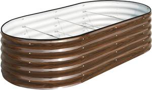 lot 331178 image: SnugNiture Galvanized Raised Garden Bed, 6x3x1.5ft Oval Metal Planter Box for Planting Outdoor Plants Vegetables