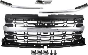 lot 331179 image: Retails for $273 Chrome Bumper Grille Compatible With 2022-2024 Chevy Silverado 1500 Front Bumper Grill Replacement 85516947