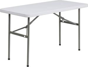 lot 331186 image: Flash Furniture Elon 4 Rectangular All-Occasion Plastic Folding Event Table, Folding Banquet Table for IndoorOutdoor Events, White