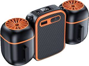 lot 331190 image: Portable Waist Fan Clip on Wearable Belt Personal Fan 1000mAh Rechargeable Cooling Fans with Dual Outlet, 3 Speeds 12500RPM Strong Airflow, Max 24H Runtime, Neck Hanging Hands-Free for Outdoor Office