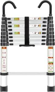 lot 421442 image: RIKADE Telescopic Ladder, 8.5 ft Aluminum Telescoping Ladder with Non-Slip Feet and Stable Hook, Portable Extension Ladder for Household and Outdoor Working, Max Load 330 lb, Aluminum