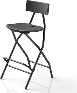 lot 431328 image: Folding Stool 1 Pack, Folding Bar Stool with Footrest and Back, Portable Plastic Tall Foldable Stool Chair for Adults, Kitchen, Counter, 300lbs Capacity, Black