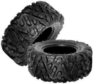 lot 431331 image: Retails for $260 6-Ply Tubeless ATVUTV Tires Set   Heavy Duty, All-Terrain, Off-Road for Trail, Mud, Sand, Dirt, Snow   Fits Quad, 4 Wheeler   Size AT29X11-14