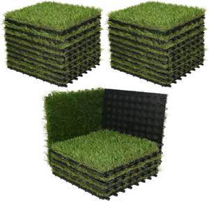 lot 431333 image: Retails for $170 XLX TURF Artificial Grass Turf Tiles Interlocking Set 27 Pieces, Square Fake Grass Tiles Self-draining for Pet Dogs Kennel IndoorOutdoor Flooring Decor, 12x12, 8 Buckle Systerm