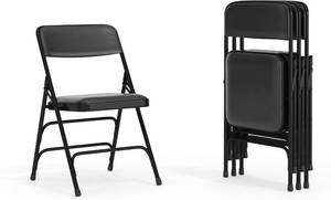lot 431336 image: Retails for $145 Flash Furniture Hercules Series Metal Folding Chairs for Parties and Weddings, Commercial Event Chairs with Padded Seats, 300-lb. Static Weight Capacity, Set of 4, Black