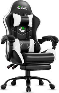 lot 431337 image: Czlolo Gaming Chair with Footrest Racing Style Lumbar Support Massager Video Game Chair with Metal Legs, High Back Gamer Chair with Headrest, 360  Swivel Office Computer Desk Chair, Cool White