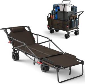 lot 431349 image: Retails for $200 2-in-1 Multifunctional Folding Wagon Carts,Convertible Beach Chair,650LBS Large Capacity,Foldable Portable Wagon,Utility Cart Suitable for Grocery,Sports,Garden,Shopping,Camping