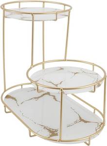 lot 431350 image: Iron Glass 2 Tier Vanity Tray, Skincare Makeup Organizer Shelf, Bathroom Counter Shelf for Cosmetics, Toiletries, Lotions, Perfumes