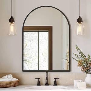 lot 171306 image: FICTOR Bathroom Mirror for Wall, Arched Vanity Bathroom Mirror for Over Sink, Metal Framed with HD Shatter-Proof Glass for Entryway, Living Room,Bedroom(30  x 40 , Black)