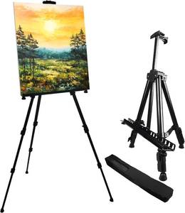 lot 271324 image: RRFTOK Art Painting Easel Stand for Displaying,Metal Adjustable Artist Easels for Canvases Height from 17 to 66 Inch,Carry Bag for Table-TopFloor Drawing Painter and Display Black 1-Pack.