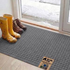 lot 271333 image: GORILLA GRIP  Ultra Absorbent Front Door Mat Outside Entrance, 47x35, Traps Dirt and Moisture, HydroABSORB Indoor Outdoor Doormat Holds Up to 6 Cups Water, Stain and Fade Resistant Welcome Mat, Grey