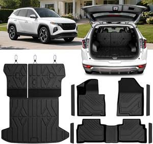 lot 271337 image: Retails for $110 TPE Floor Mats Set for Hyundai Tucson 2026 2025 2024 2023 2022, All Weather TPE Custom Fit Floor Liners & Cargo Liner & Backrest Mats (Not for Hybrid)