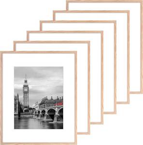 lot 271338 image: Fixwal 16x20 Poster Frame Set of 6, Gift for 2026 Graduation Fathers Day, Thin Border and Light Weight Photo Frames for Wall Decor, Natural