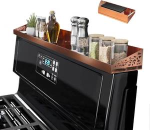 lot 271340 image: STUTOV 30 Magnetic Stove Top Shelf   Brushed Copper Spice Rack and Seasoning Organizer   Kitchen Shelf for Back of Stove   Over Stove Rack and Storage Organizer