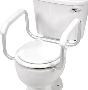 lot 371269 image: DMI Toilet Safety Rails Toilet Handles for The Elderly Toilet Safety Handrails Frame Easy Assembly with no Tools, White